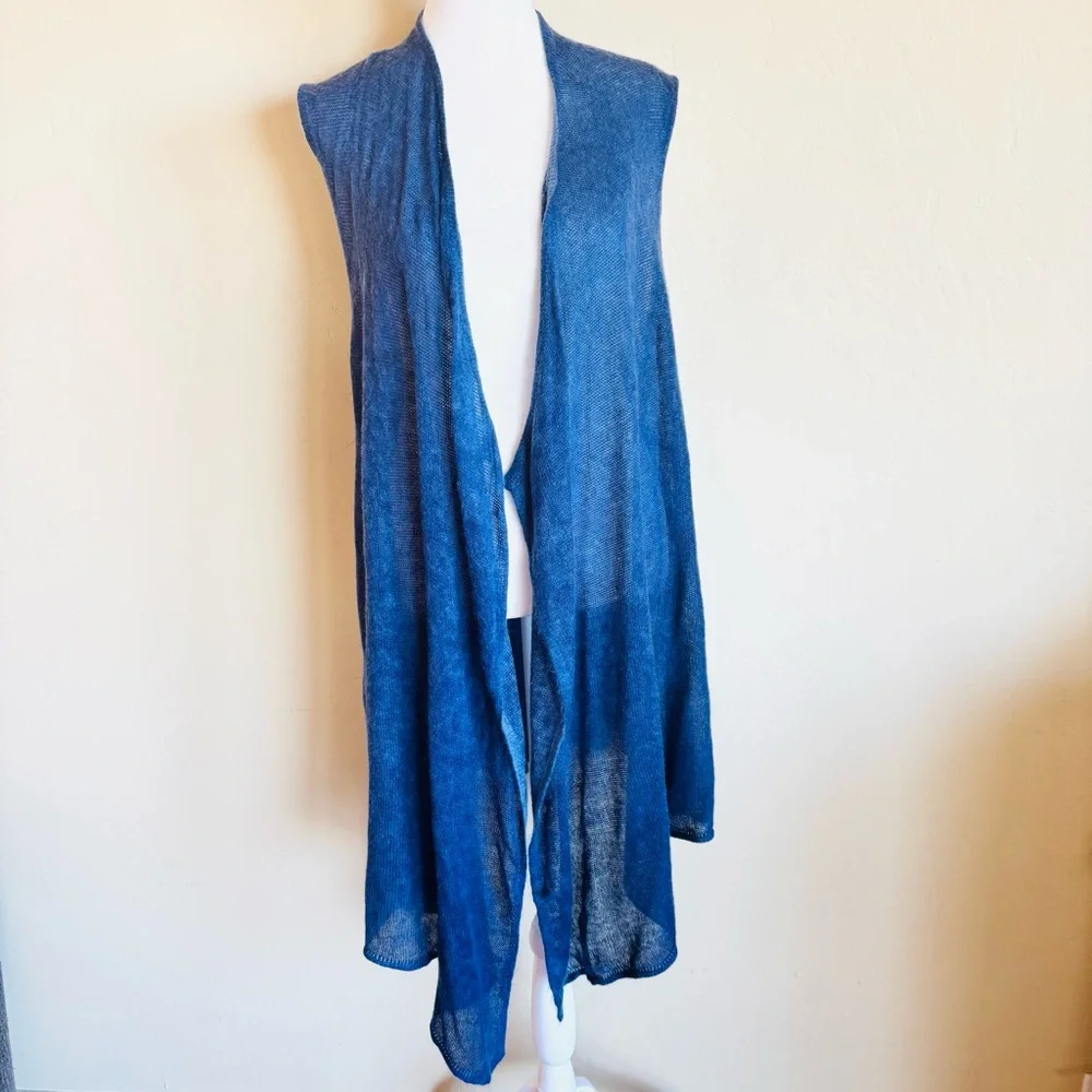 Chico’s Soft Knit Blue Sleeveless Duster Cardigan - Picture 5 of 5